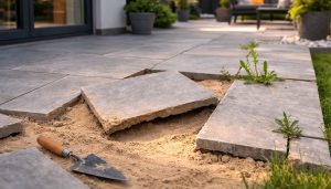 exemple de pose de dalles sur du sable