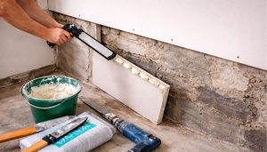 Réparation de placo en cours