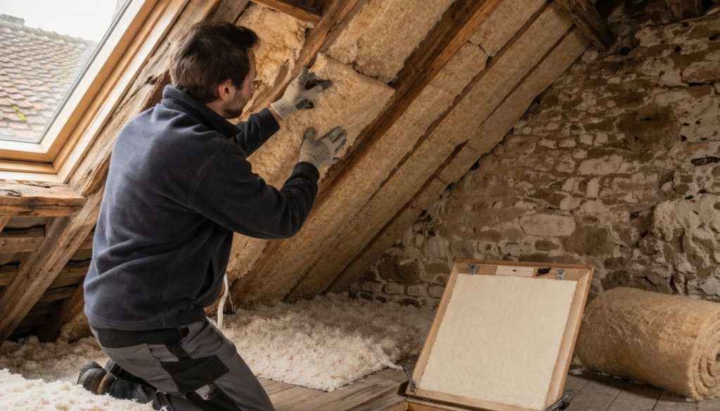 exemple d'un homme qui isole un grenier