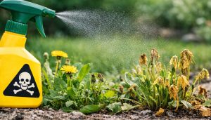 desherbant sur des plantes