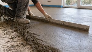 Travail de nivellement de sol en cours