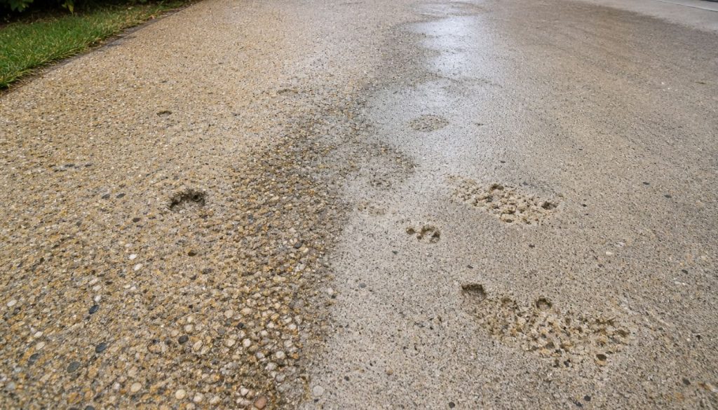 Allée en béton texturé au soleil