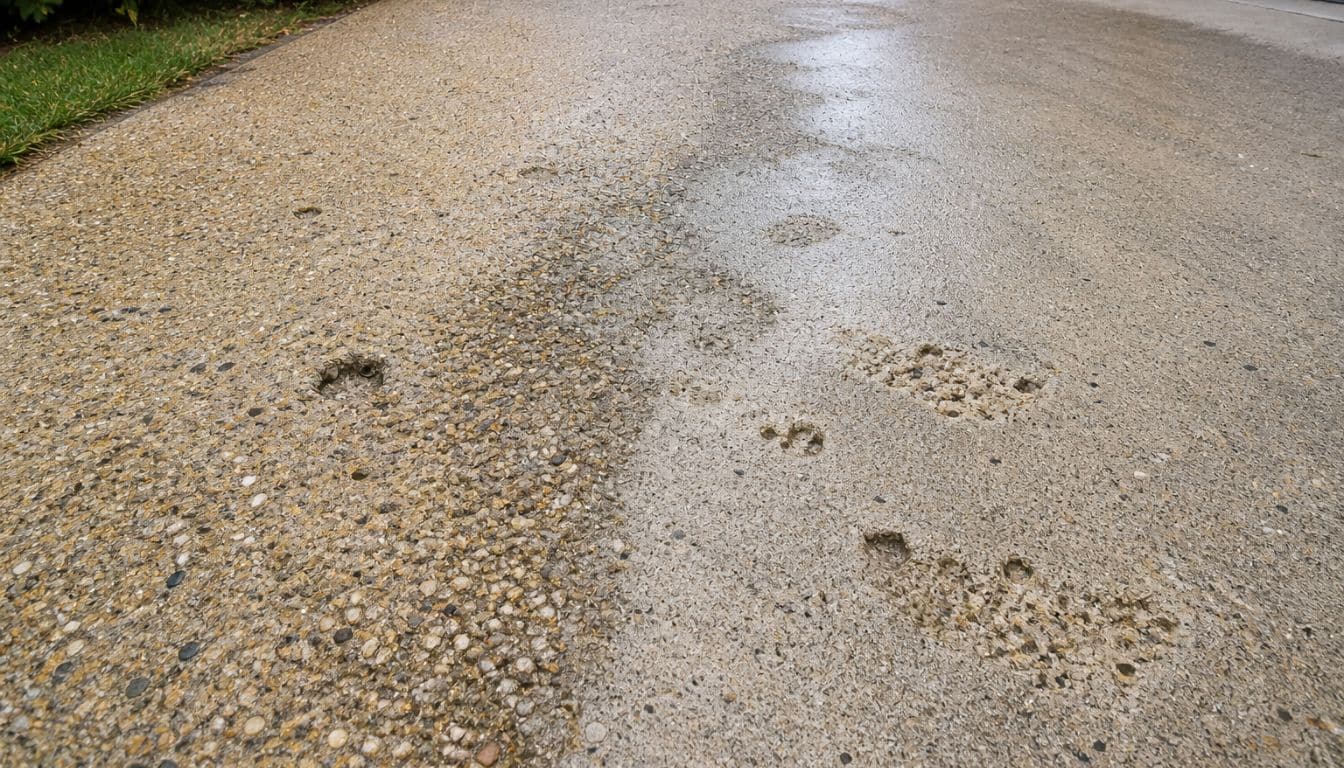 Allée en béton texturé au soleil