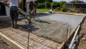 Travail du béton dans le jardin