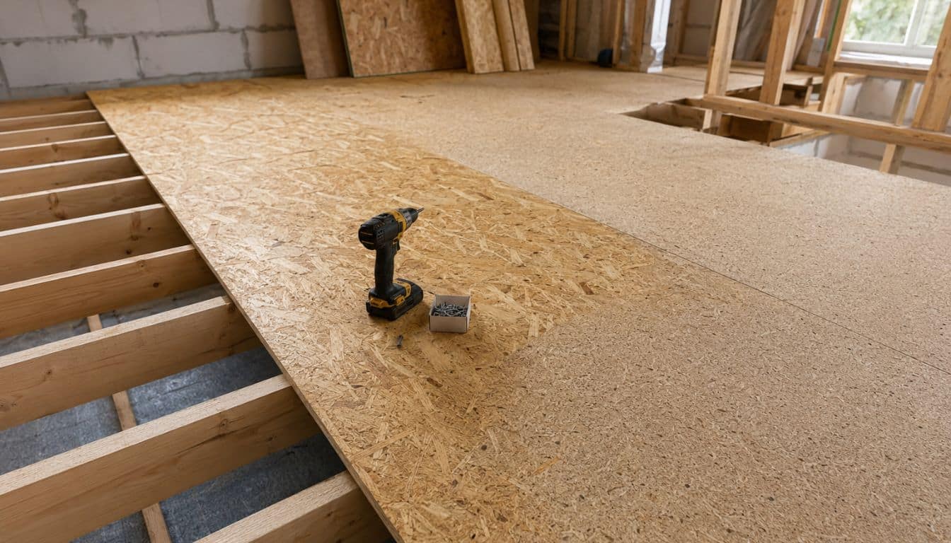 Chantier de rénovation, plancher en cours