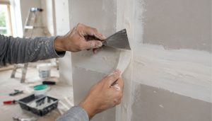 Réparation de mur en cours