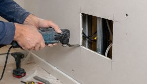 Travail de découpe de cloison sèche