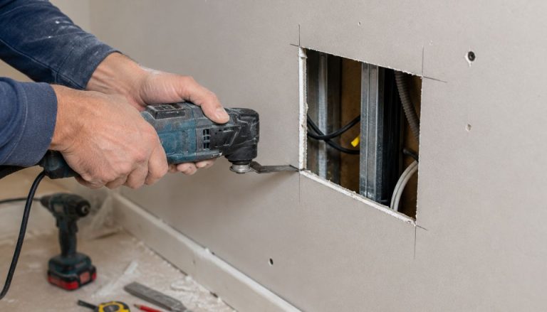 Travail de découpe de cloison sèche