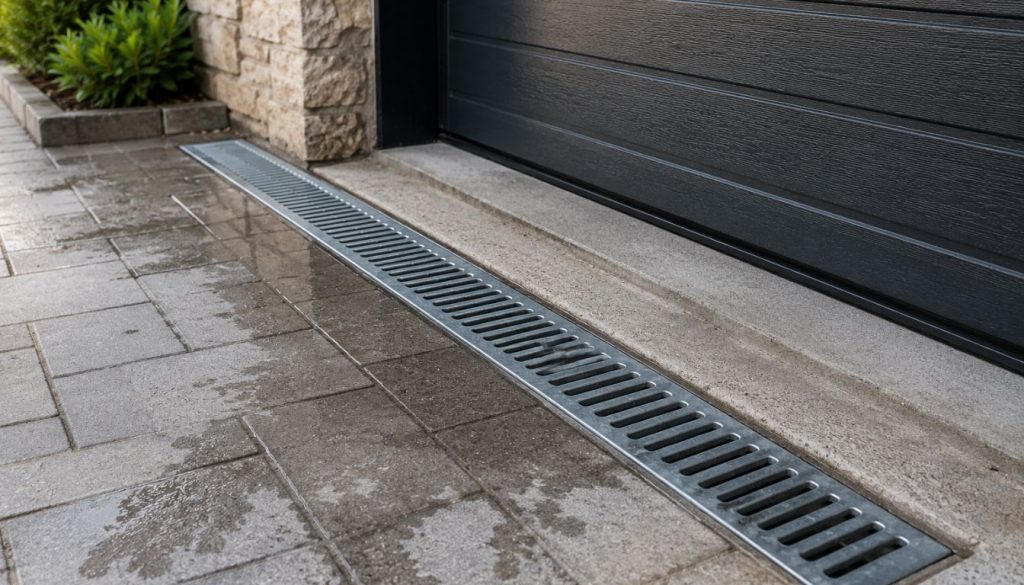 Entrée de garage avec évacuation linéaire