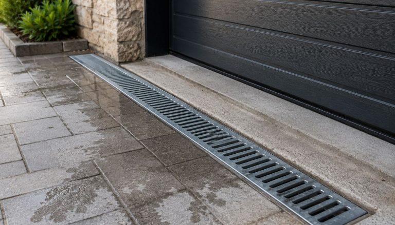 Entrée de garage avec évacuation linéaire