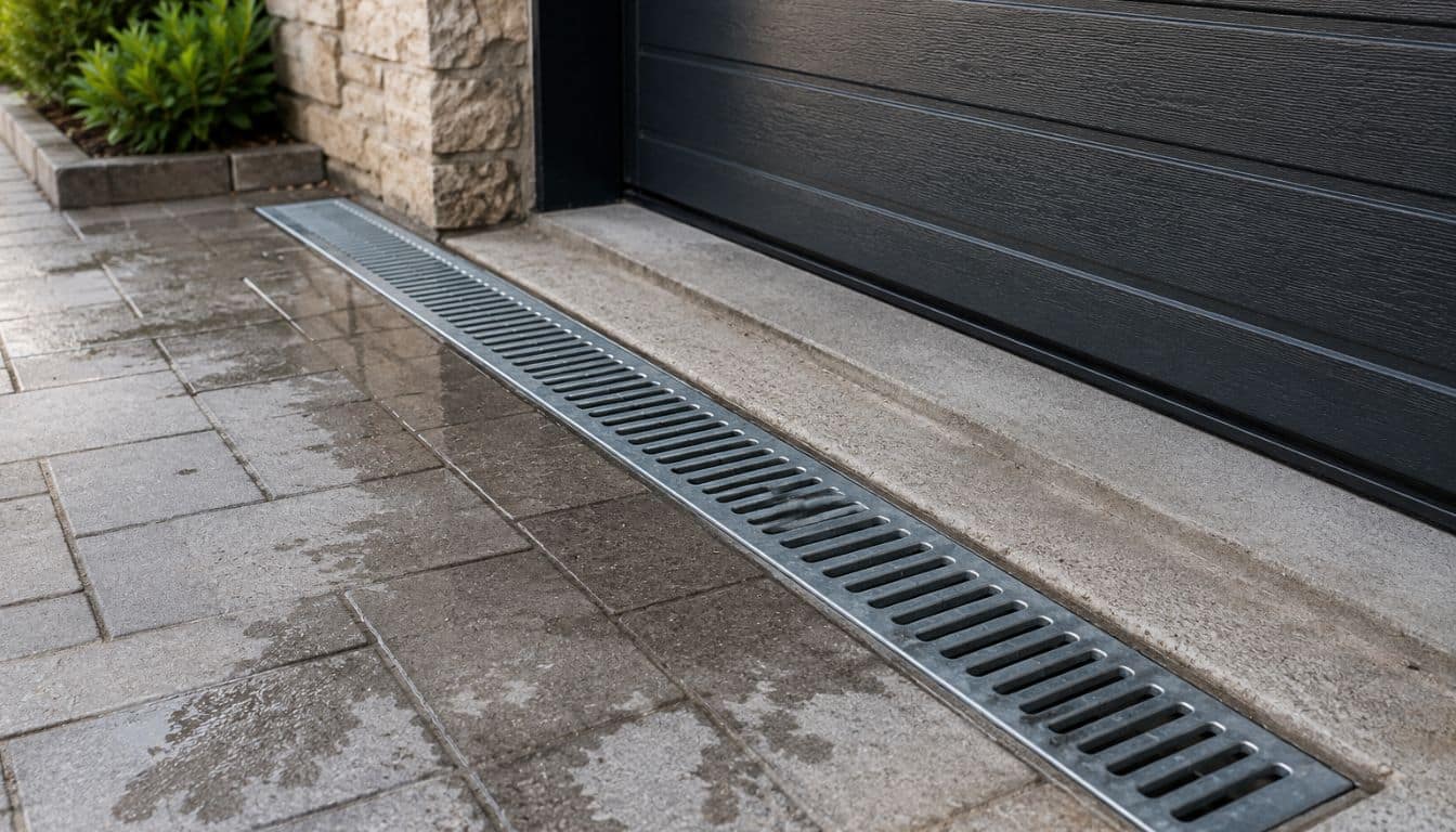 Entrée de garage avec évacuation linéaire