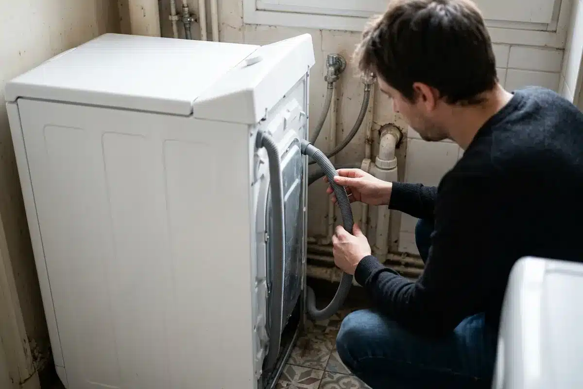 Vérification du tuyau de vidange d’une machine Vedette VT602B