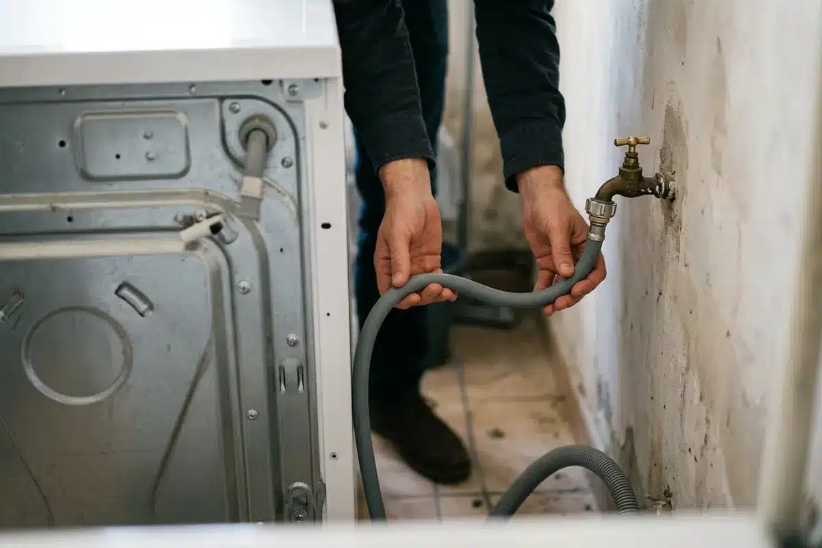 Contrôle du robinet et du tuyau d’arrivée d’eau d’un lave-linge Fagor