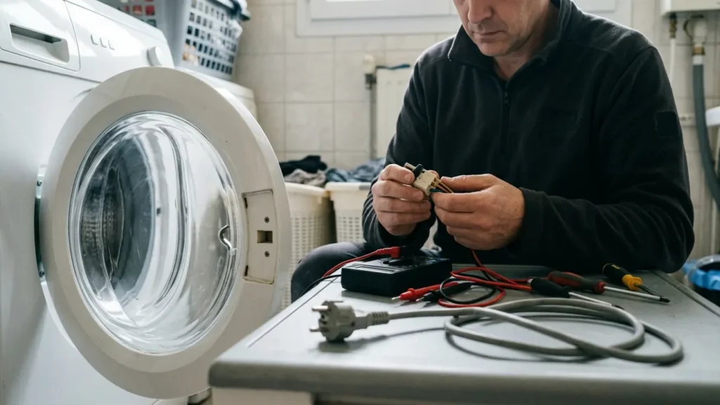 Contrôle du verrou de porte à trois fils d’un lave-linge débranché