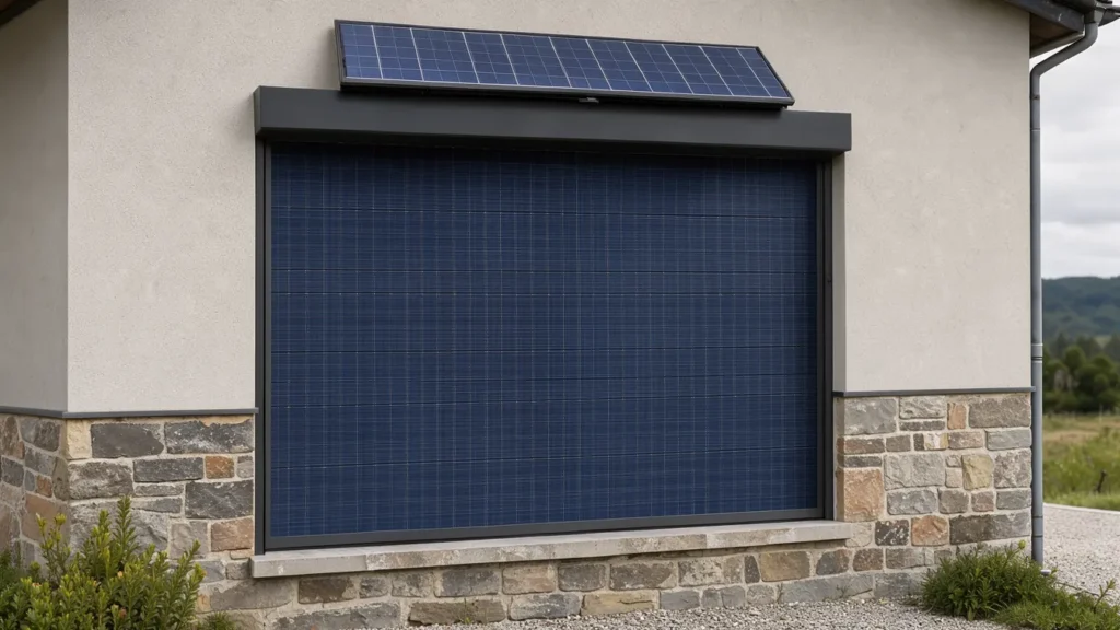 Volet roulant solaire autonome posé sur une fenêtre de maison rénovée dans les Vosges